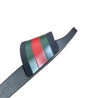 Slide Gucci Rubber Web Preto