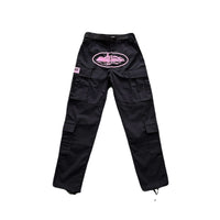 Calça Cargo Corteiz "Black With Pink Logo"