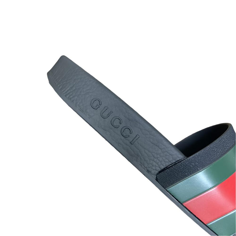 Slide Gucci Rubber Web Preto