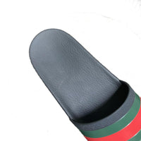 Slide Gucci Rubber Web Preto