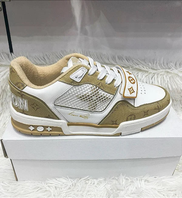 Tenis Louis Vuitton Branco e bege